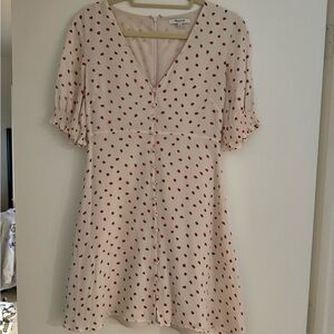 Madewell Cream Mini Dress with Red Dot Print